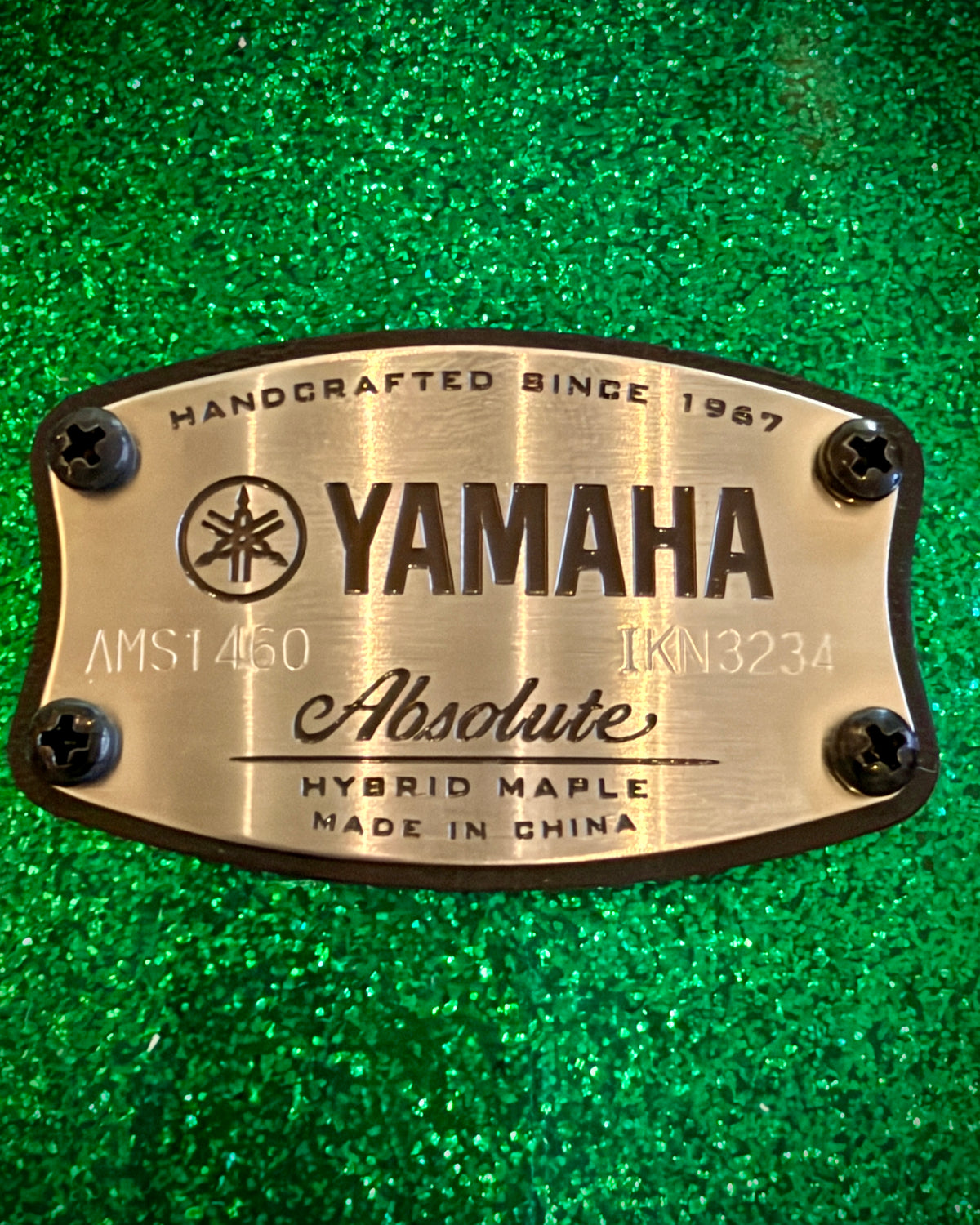 Yamaha AMS-1460 Absolute Hybrid Maple 6x14" Snare Drum - Jade Green Sparkle