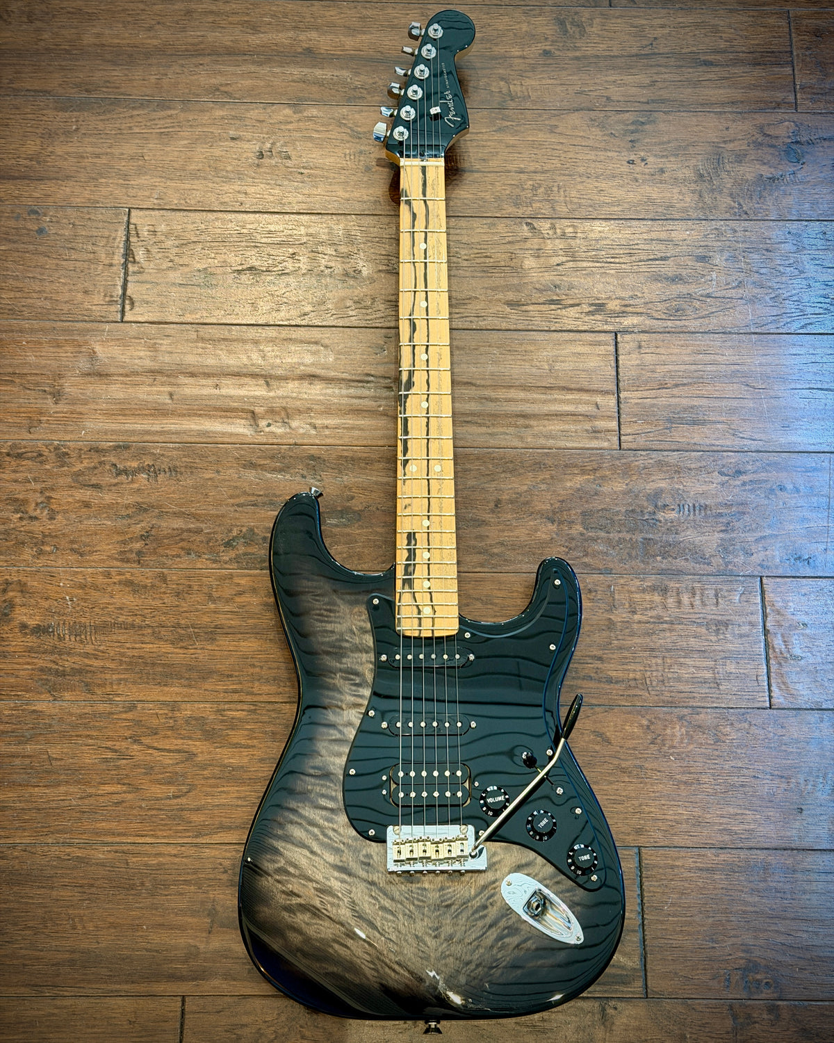 Fender American QMT Strat with Pale Moon Ebony FB - 2019 - Transparent Black w/ OHSC