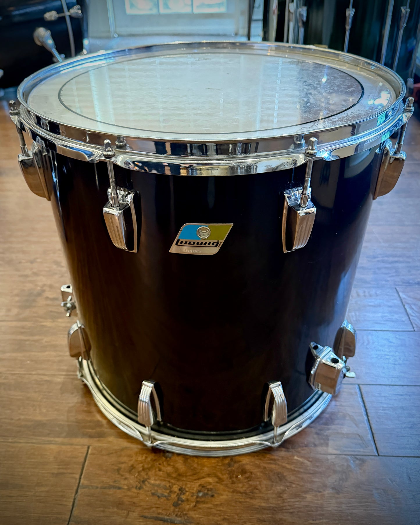 Ludwig 16" Tom (B/O Pointed Badge) 1970's - Black Cortex