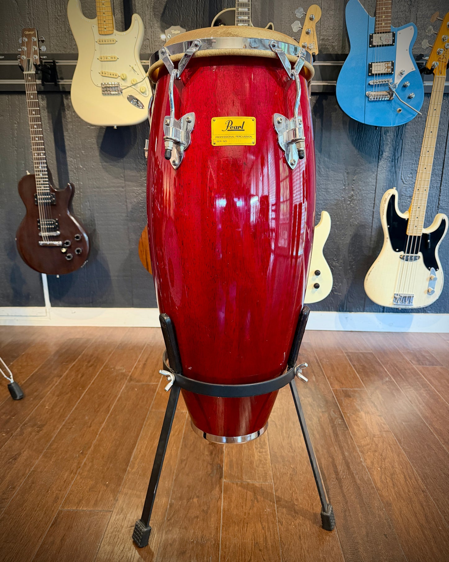 Pearl Professional Series 10" Conga 1990s - Cherry Red w/ Stand