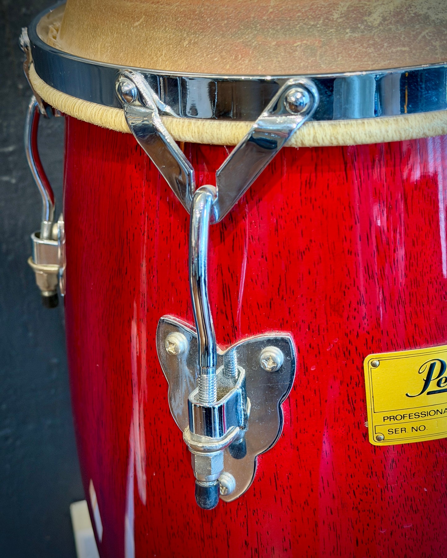 Pearl Professional Series Mini Congas 1990s - Cherry Red w/ Stand