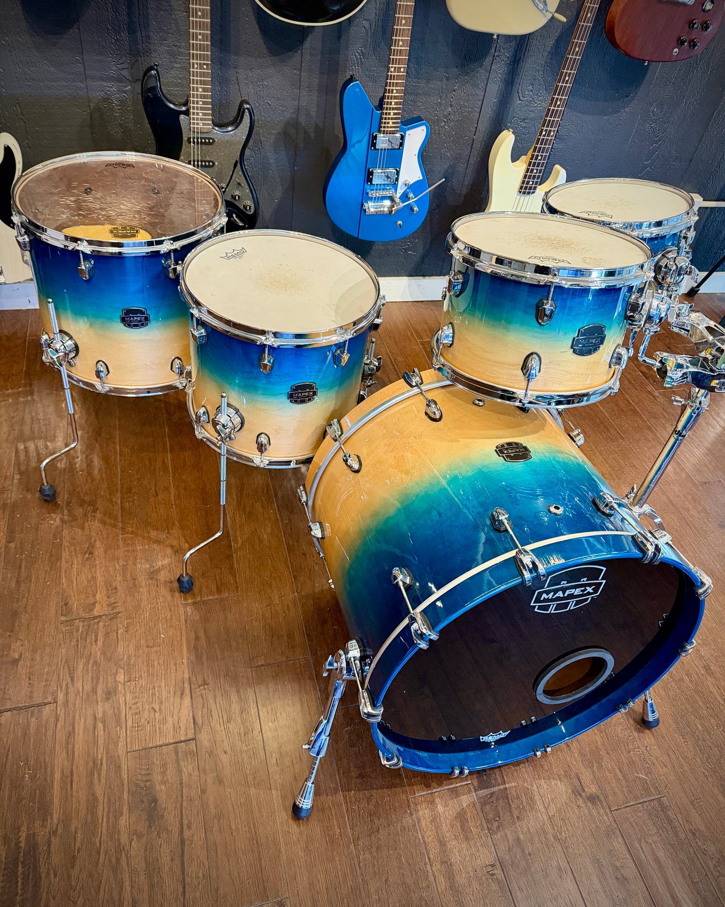 Mapex SR628XU Saturn Studioease 10/12/14/16/22" 5-Piece Drum Set - Aqua Fade