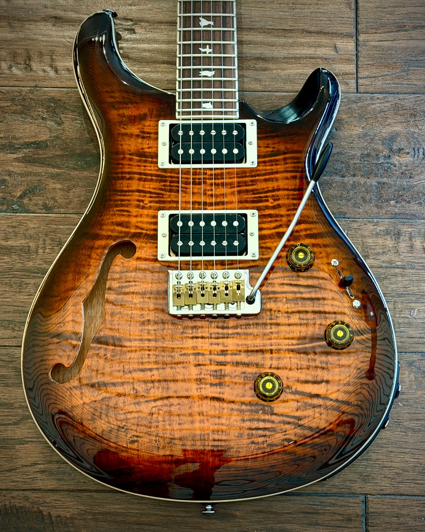 PRS SE Custom 24 Semi-Hollow Piezo - Orange Tiger Smokeburst